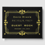 Luxe Goud Zwart Art Deco 20s vrijgezellenfeest Gastenboek<br><div class="desc">Echte Folie! Aanraken met glans en klasse! Ons ontwerp is voorzien van een gouden art deco stijl,  een Roaring 1920's oude Hollywood echte folie lijst,  op een zwarte achtergrond. Gebruik de tool Personaliseren om uw gegevens toe te voegen. Ga voor meer informatie naar mijn Casino Bachelor Collectie.</div>