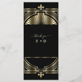 Luxe Goud Zwart Art Deco Bruiloft Roaring Twenties Menu (Achterkant)