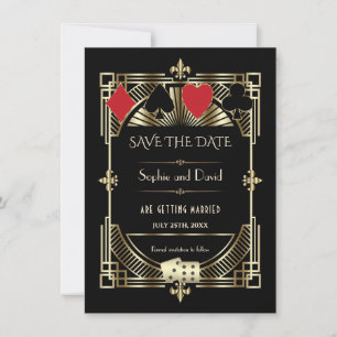 Luxe Goud Zwart Art Deco Roaring 20s Bruiloft Save The Date