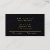 Luxe Goud Zwart Bloemen Monogram Minimaal Visitekaartje (Achterkant)