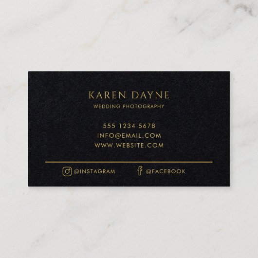 Luxe Goud Zwart Bloemen Monogram Minimaal Visitekaartje (Achterkant)