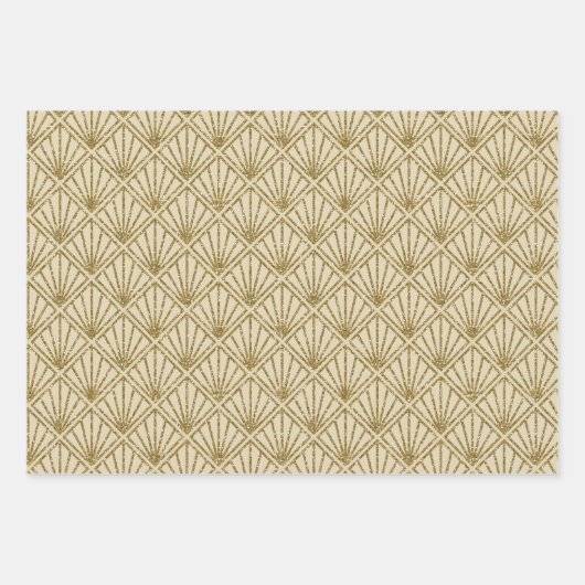 Luxe Goud Zwart Chevron Art Deco Glitter Inpakpapier Vel (Voorkant 2)