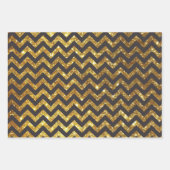 Luxe Goud Zwart Chevron Art Deco Glitter Inpakpapier Vel (Voorkant)
