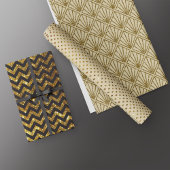 Luxe Goud Zwart Chevron Art Deco Glitter Inpakpapier Vel