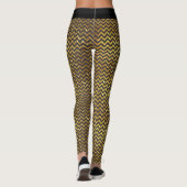 Luxe Goud Zwart Chevron Faux Glitter Glam Leggings (Achterkant)