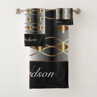 Luxe goud zwart en zilver monogram bad handdoek