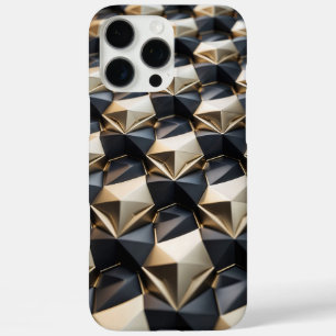 Luxe Goud Zwart Geometrisch 3D Patroon iPhone 16 Pro Max Hoesje