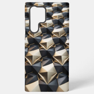 Luxe Goud Zwart Geometrisch 3D Patroon Samsung Galaxy Hoesje