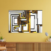 Luxe Goud Zwart Geometrisch Deco Canvas Afdruk (Insitu (Woonkamer))