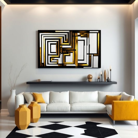 Luxe Goud Zwart Geometrisch Deco Poster