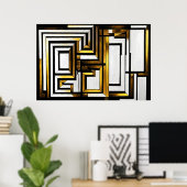Luxe Goud Zwart Geometrisch Deco Poster (Thuiskantoor)