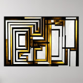 Luxe Goud Zwart Geometrisch Deco Poster (Voorkant)