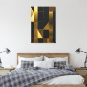 Luxe Goud Zwart Geometrisch Mozaïek Canvas Afdruk (Insitu (Slaapkamer))