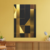 Luxe Goud Zwart Geometrisch Mozaïek Canvas Afdruk (Insitu (Woonkamer))