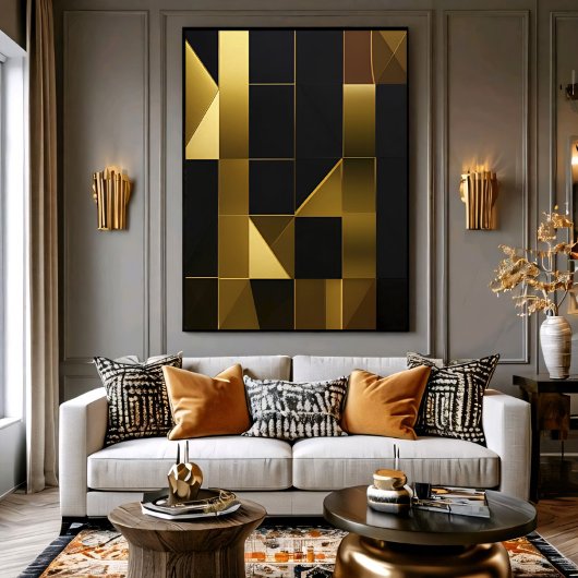 Luxe Goud Zwart Geometrisch Mozaïek Poster