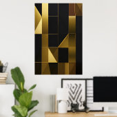 Luxe Goud Zwart Geometrisch Mozaïek Poster (Thuiskantoor)