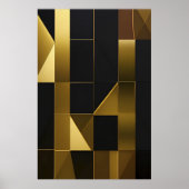 Luxe Goud Zwart Geometrisch Mozaïek Poster (Voorkant)