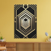 Luxe Goud Zwart Geometrisch Schild Canvas Afdruk (Insitu (Woonkamer))