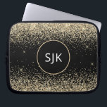 Luxe Goud Zwart Girly Modern Glitter Monogram Laptop Sleeve<br><div class="desc">Modern en Elegant Gold en Black Faux Glitter en Sparkle Elegant Monogrammed Initialen Hoesje. Dit hoesje kan worden aangepast om uw initiaal en voornaam op te nemen.</div>