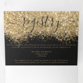 Luxe Goud Zwart Glitter Registry Detail RSVP Drieluik Uitnodiging (Binnenzijde eerst)