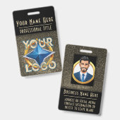 Luxe Goud & Zwart ID Badge Sjabloon Zakelijk (Voor- en achterkant)