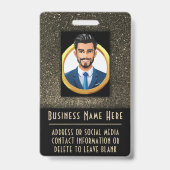 Luxe Goud & Zwart ID Badge Sjabloon Zakelijk (Achterkant)