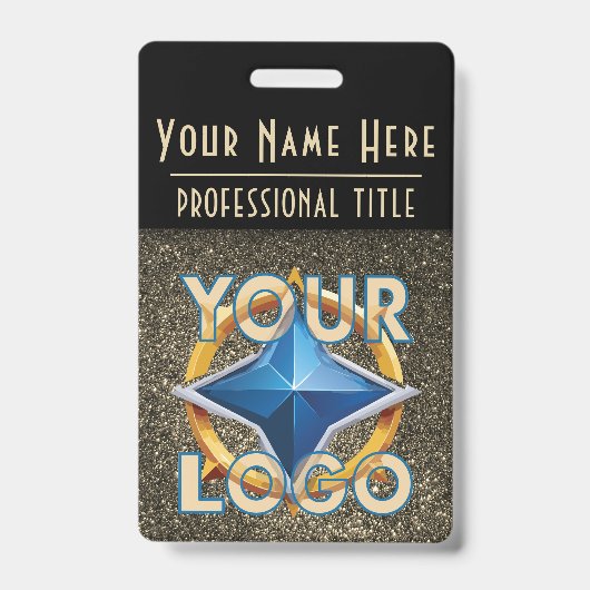 Luxe Goud & Zwart ID Badge Sjabloon Zakelijk (Voorzijde)