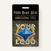 Luxe Goud & Zwart ID Badge Sjabloon Zakelijk (Voorkant)