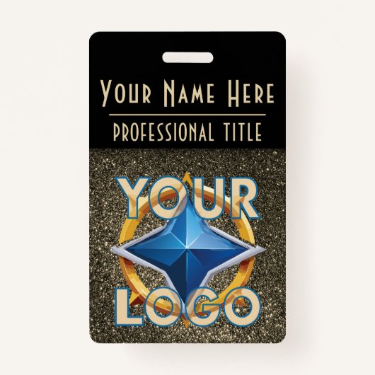 Luxe Goud & Zwart ID Badge Sjabloon Zakelijk (Voorkant)