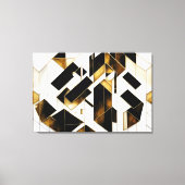 Luxe Goud Zwart Marmer Abstract Canvas Afdruk (Voorkant)