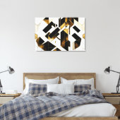 Luxe Goud Zwart Marmer Abstract Canvas Afdruk (Insitu (Slaapkamer))
