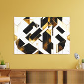 Luxe Goud Zwart Marmer Abstract Canvas Afdruk (Insitu (Woonkamer))