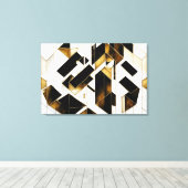 Luxe Goud Zwart Marmer Abstract Canvas Afdruk (Insitu (Houten vloer))