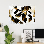 Luxe Goud Zwart Marmer Abstract Poster (Thuiskantoor)