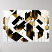 Luxe Goud Zwart Marmer Abstract Poster (Voorkant)