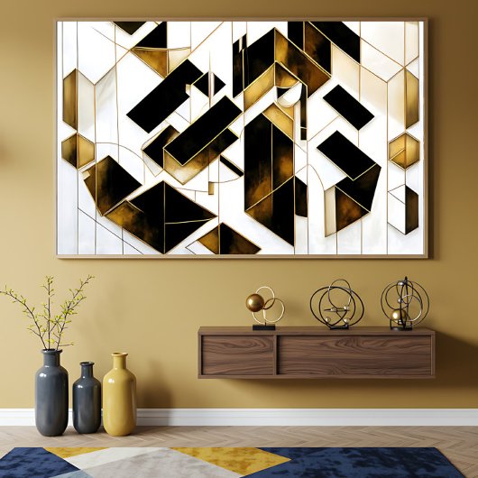 Luxe Goud Zwart Marmer Abstract Poster