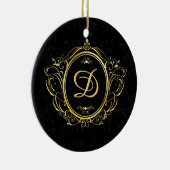 Luxe goud zwart monogram keramisch ornament (Rechts)