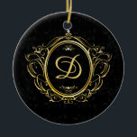 Luxe goud zwart monogram keramisch ornament<br><div class="desc">Zwart gouden monogram Kassy-ontwerp. U bent welkom om mijn winkel te bezoeken voor mooiere producten.</div>