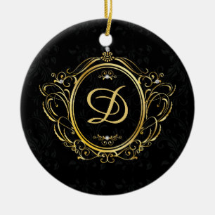Luxe goud zwart monogram keramisch ornament