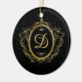Luxe goud zwart monogram keramisch ornament (Links)