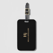 Luxe Goud Zwart Monogram minimaal Bagagelabel (Voorkant (verticaal))