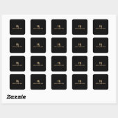 Luxe Goud Zwart Monogram minimaal Vierkante Sticker (Vel)