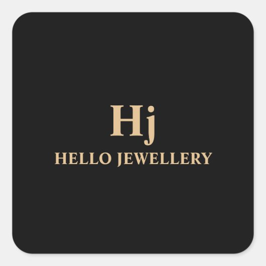 Luxe Goud Zwart Monogram minimaal Vierkante Sticker (Voorkant)