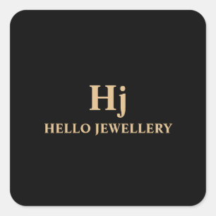 Luxe Goud Zwart Monogram minimaal Vierkante Sticker
