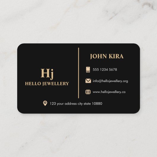 Luxe Goud Zwart Monogram minimaal Visitekaartje (Achterkant)