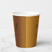 Luxe Goud Zwart Monogram Script Bruiloft Papieren Bekers (Rechts)