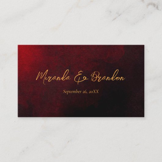 Luxe Goud Zwart Rood QR Code Bruiloft Informatiekaartje (Voorkant)