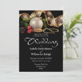 Luxe Goud Zwart Zilver Kerstvakantie Bruiloft Kaart (Staand voorkant)