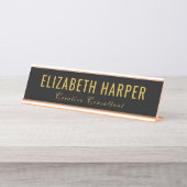 Luxe Goud & Zwarte Boss Dame Custom Bureau Naambordje (Voorkant)