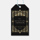 Luxe Goud Zwarte Gatsby Roaring Twenties Bruiloft Cadeaulabel (Voorkant)